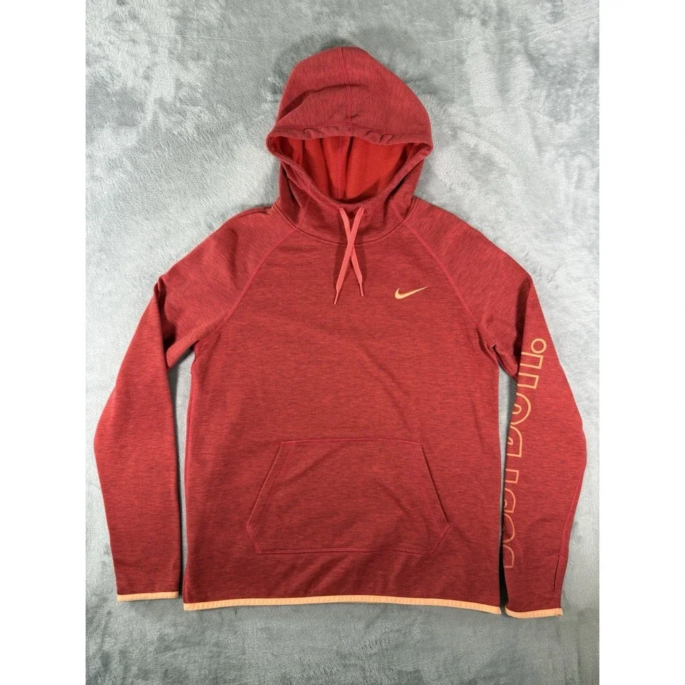 Nike Hoodie‎ Womens Medium Red Therma Fit Fleece Just Do It Pullover